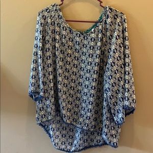 Blue and white Flowy blouse